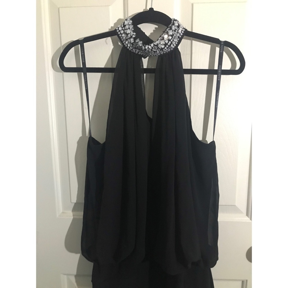Gem Collared Black Cocktail Dress